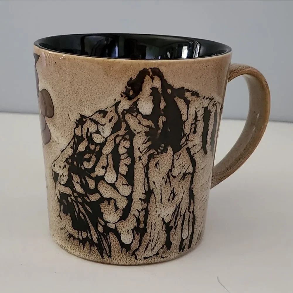 Stoneware mug tiger crafted artisan coffee mug